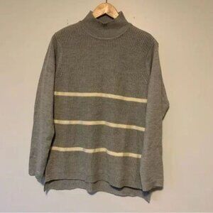 Grey mock neck striped sweater size large